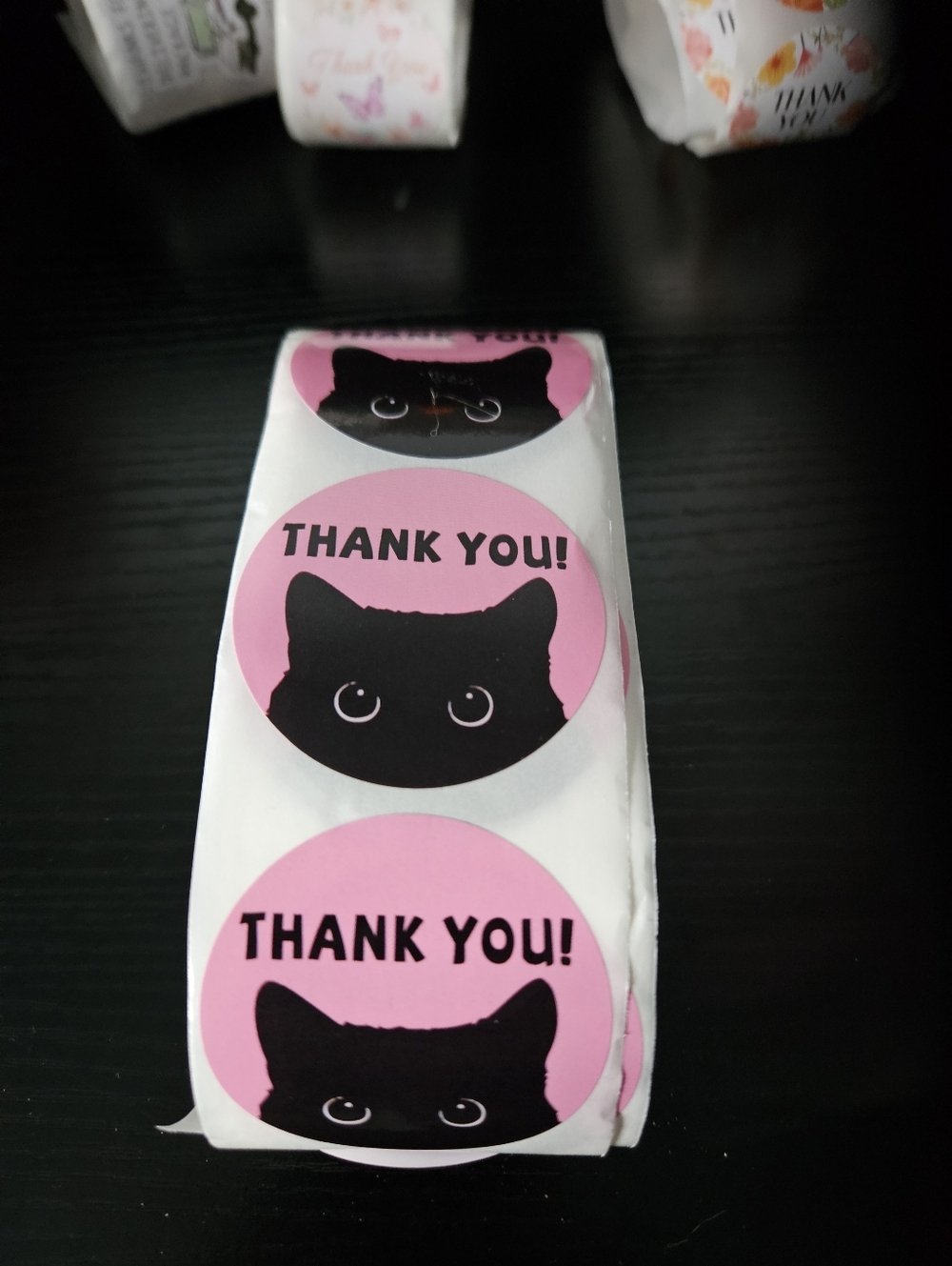 50 Pink Cat Thank You Stickers